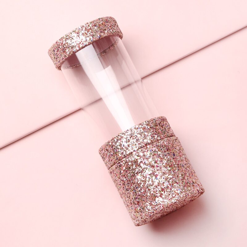 

Sequin Decor Clear Makeup Brush Storage Box, Pink