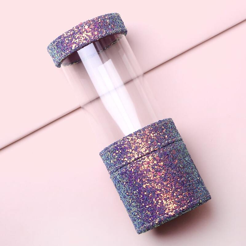 

Sequin Decor Clear Makeup Brush Storage Box, Purple