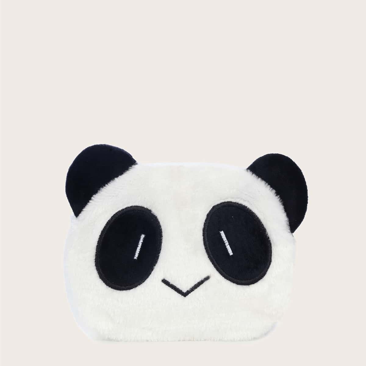 

Panda Shaped Fluffy Chain Bag, Black and white