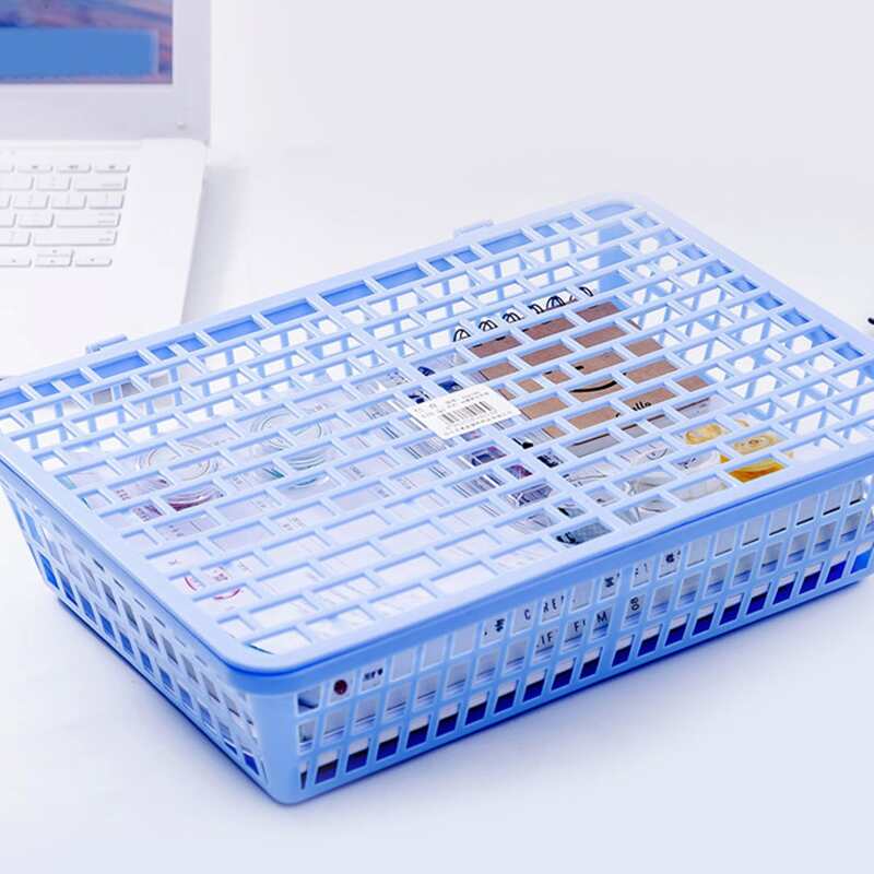 

1pc Desktop Plastic File Basket, Blue