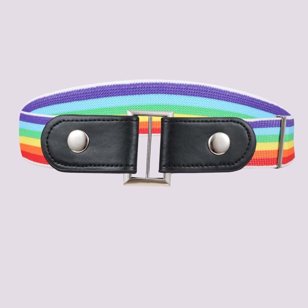

Men Rainbow Stripe Pattern Belt, Multicolor