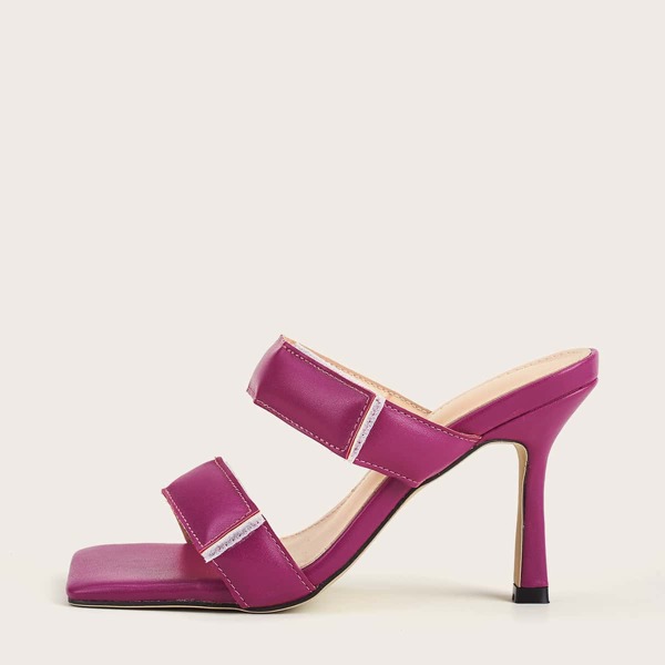 

Double Band Stiletto Heeled Mules, Purple