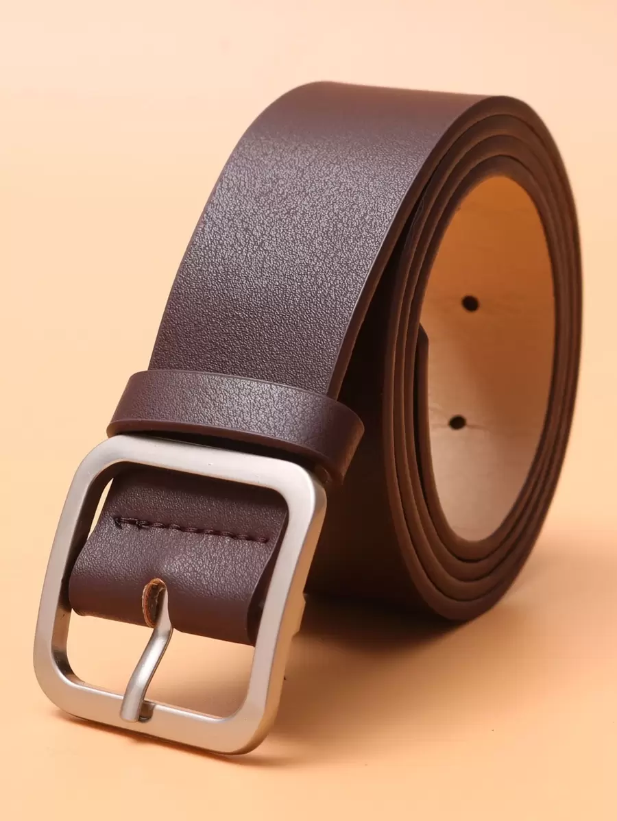 男士金屬扣休閒腰帶 - 咖啡棕 - 查看 1