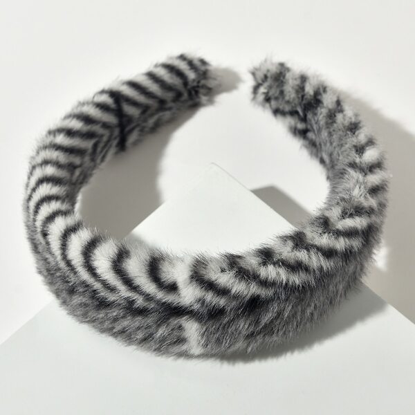 

Faux Fur Hair Hoop, Black and white
