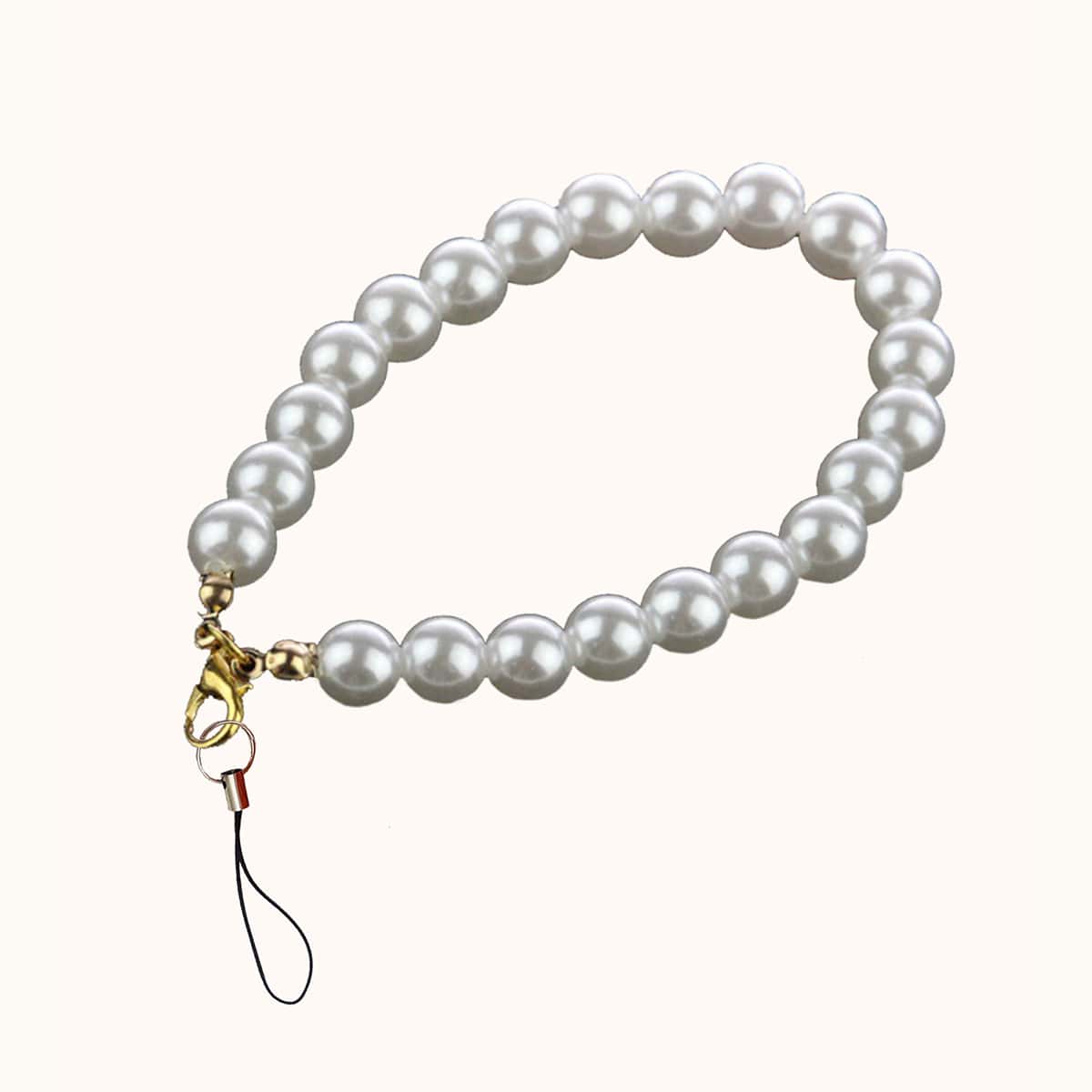 

Faux Pearl Beaded Lanyard, White