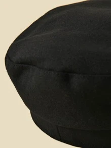 Chain Decor Baker Boy Cap - Black - View 3