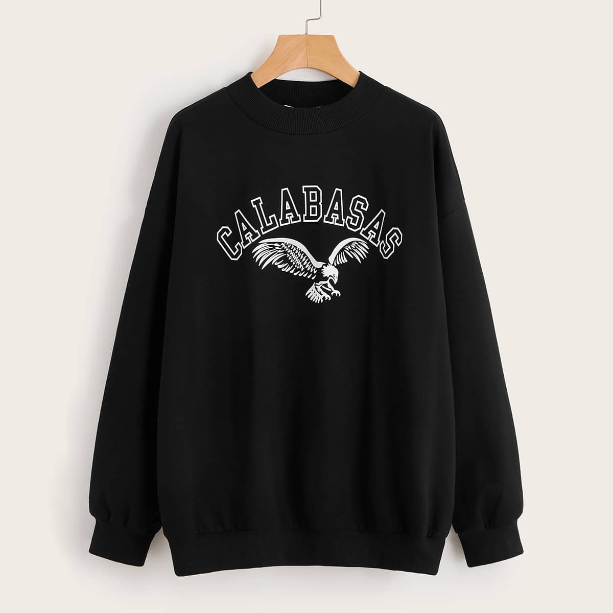 

Letter Eagle Graphic Sweatshirt, Black