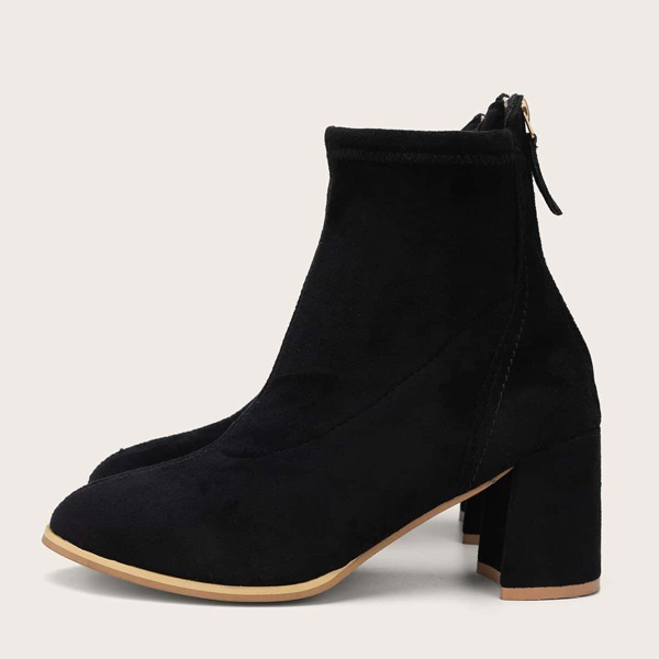 

Chunky Heeled Suede Ankle Boots, Black
