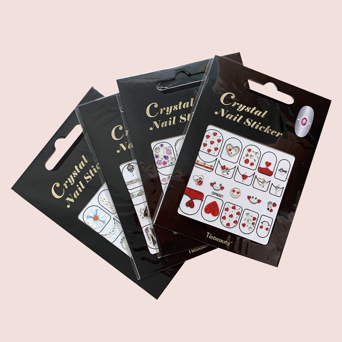 

4sheets Heart Pattern Nail Sticker, Multicolor