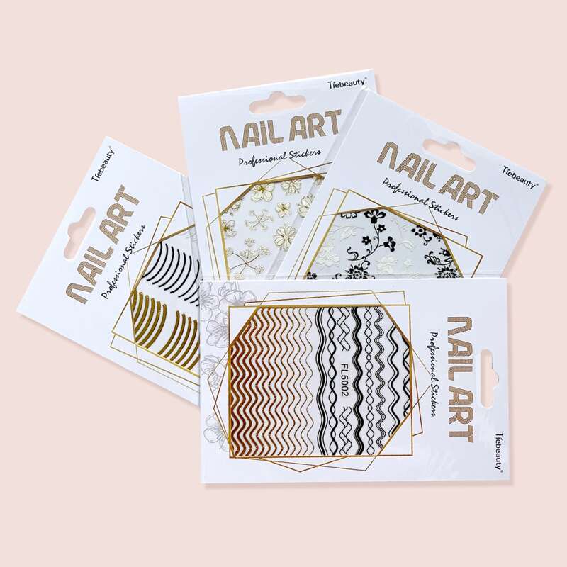 

4sheets Flower Pattern Nail Sticker, Gold