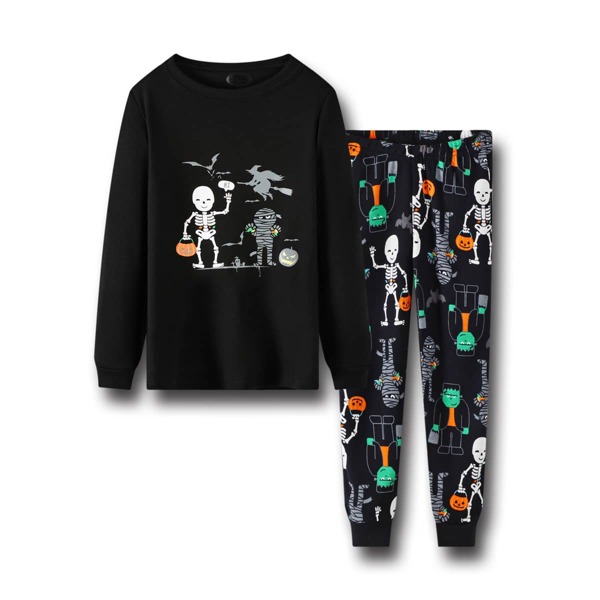 

Toddler Boys Halloween Print PJ Set, Black