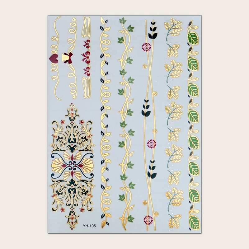 1sheet Leaf Pattern Tattoo Sticker, Multicolor