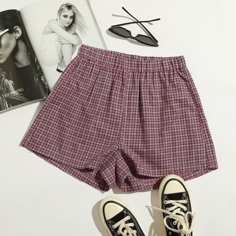 

Elastic Waist Plaid Shorts, Multicolor