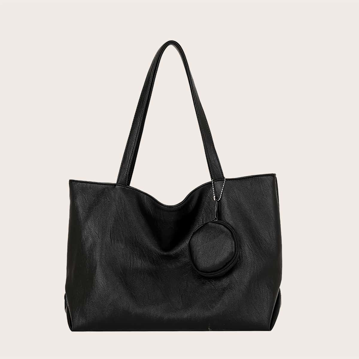 

Minimalist Tote Bag With Coin Case, Black