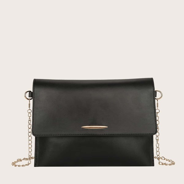 

Simple Flap Clutch Bag, Black