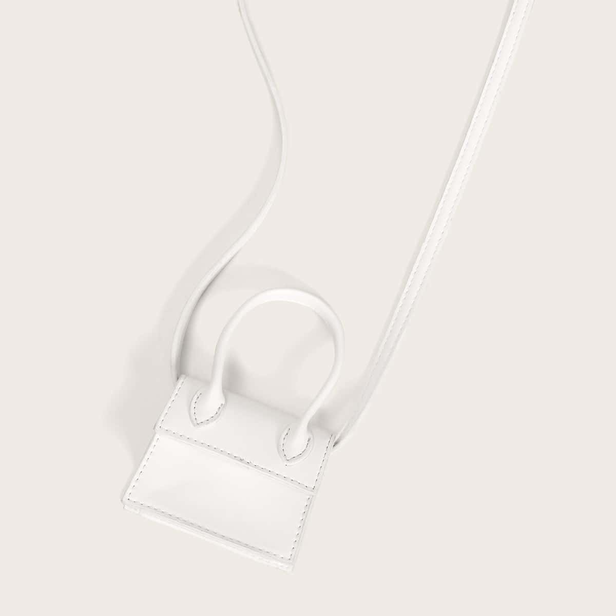 

Mini Minimalist Satchel Bag, White