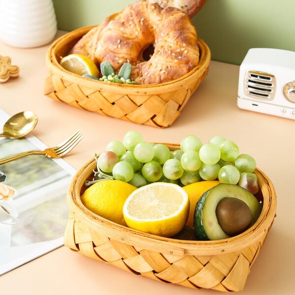 

1pc Woven Fruit Basket, Khaki