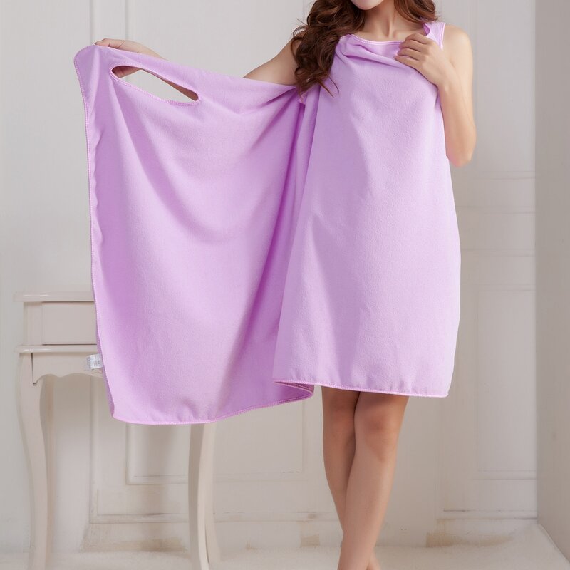 

1pc Solid Color Wearable Bath Towel, Lilac purple
