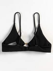 SHEIN Swim Top bikini con aro de canalé - Negro - Ver 2