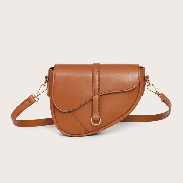 

Stitch Detail Flap Saddle Bag, Coffee brown