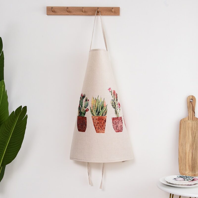 

Potted Cactus Print Apron, Beige