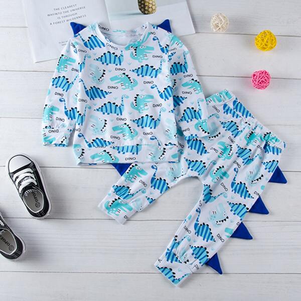 

Toddler Boys Crocodile & Letter Graphic Patched Top & Pants, Multicolor