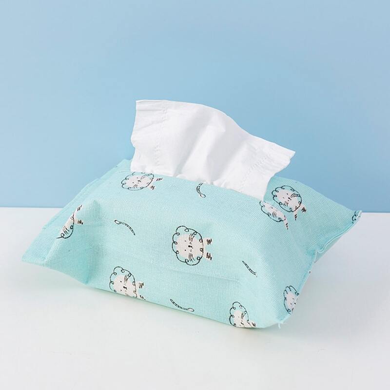 

Cartoon Graphic Tissue Storage Bag, Mint blue
