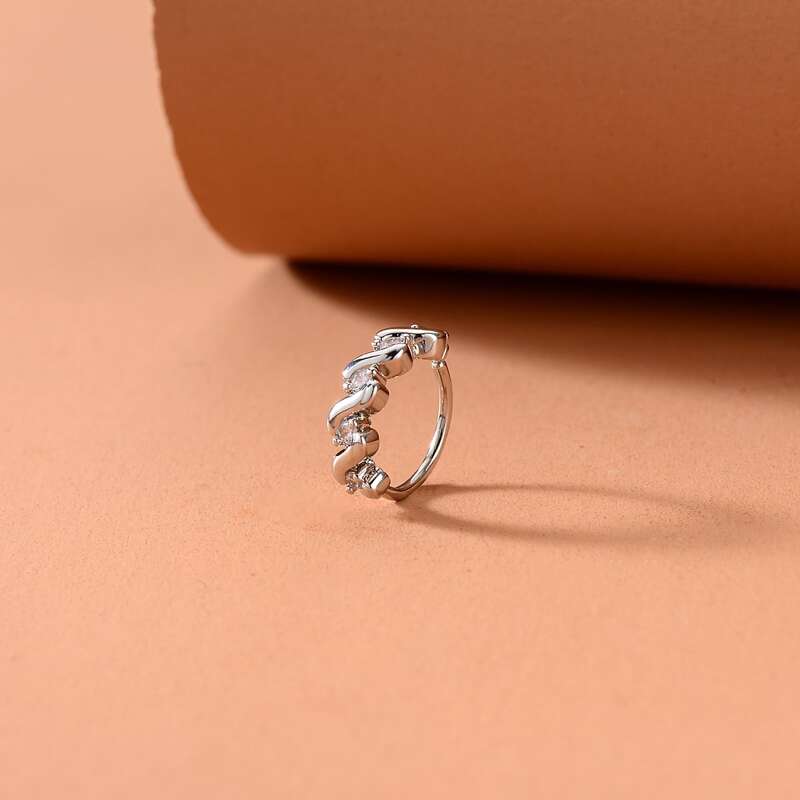 

1pc Dual-purpose Rhinestone Detail Nose Ring, Silver