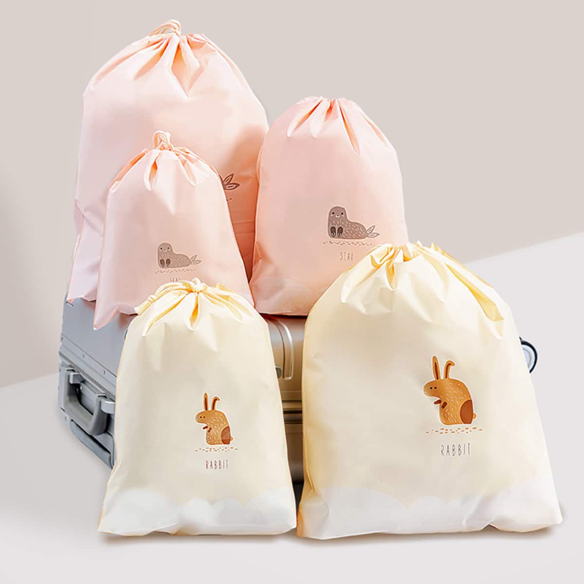 

2pcs Cartoon Graphic Random Storage Bag, Multicolor