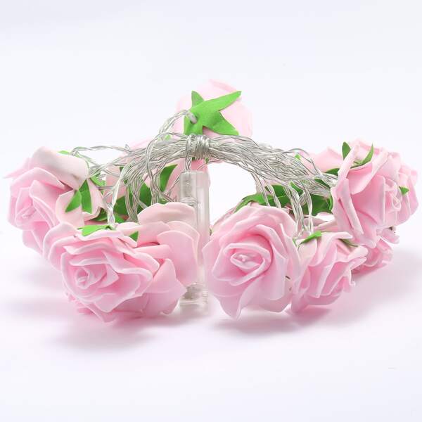 

1pc String Light With 20pcs Rose Shaped Bulb, Yellow