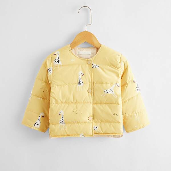 

Toddler Girls Cartoon Graphic Padded Jacket, Yellow
