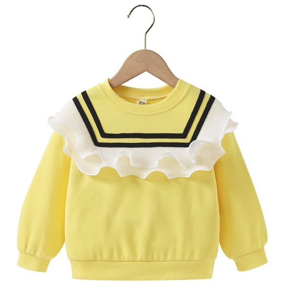 

Toddler Girls Striped Layered Pleated Ruffle Sweatshirt, Yellow