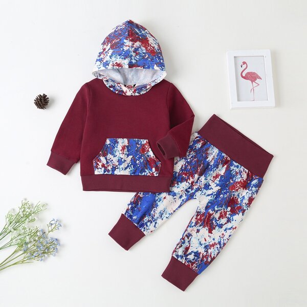 

Baby Girls Tie Dye Kangaroo Pocket Hoodie & Sweatpants, Multicolor