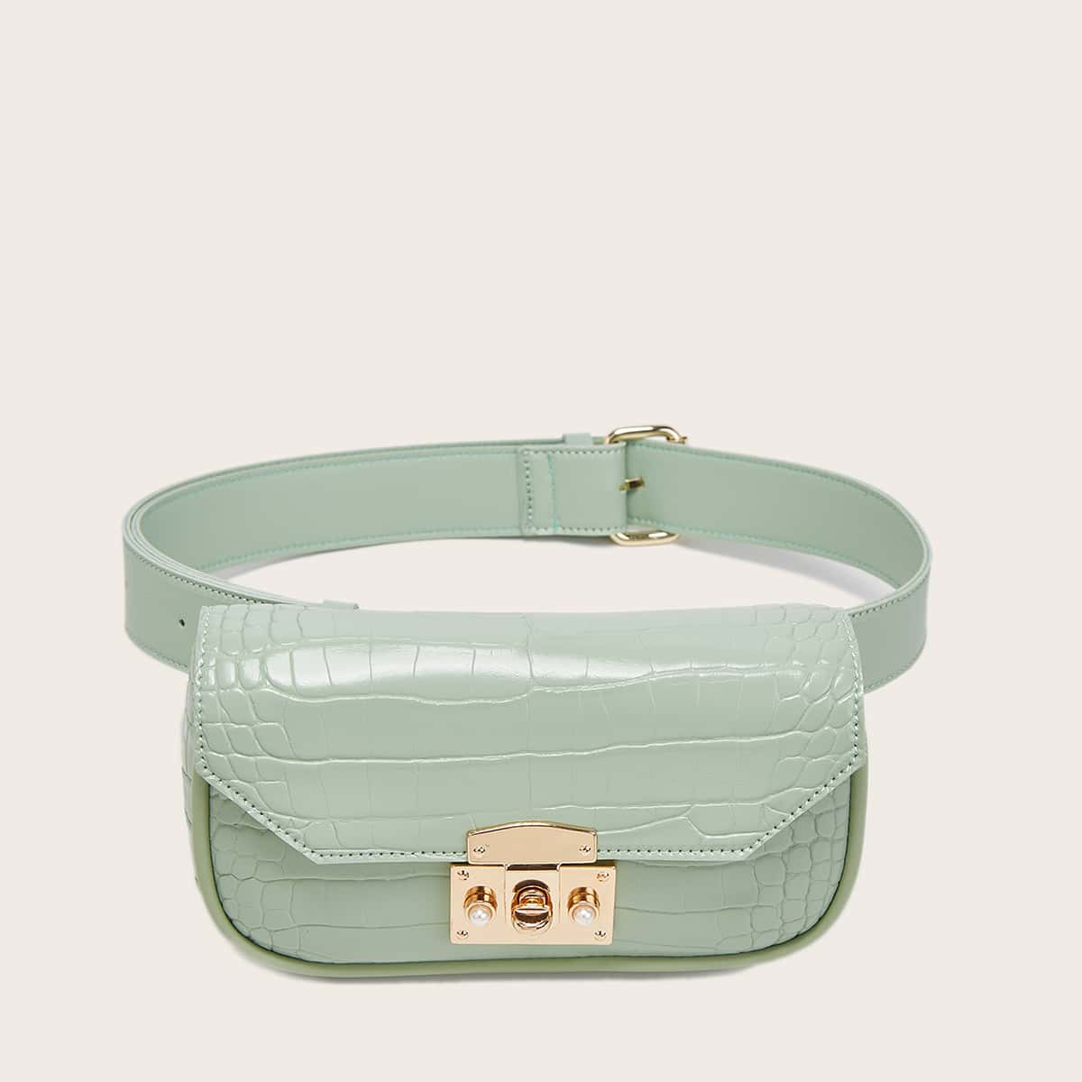 

Croc Embossed Belt Bag, Green