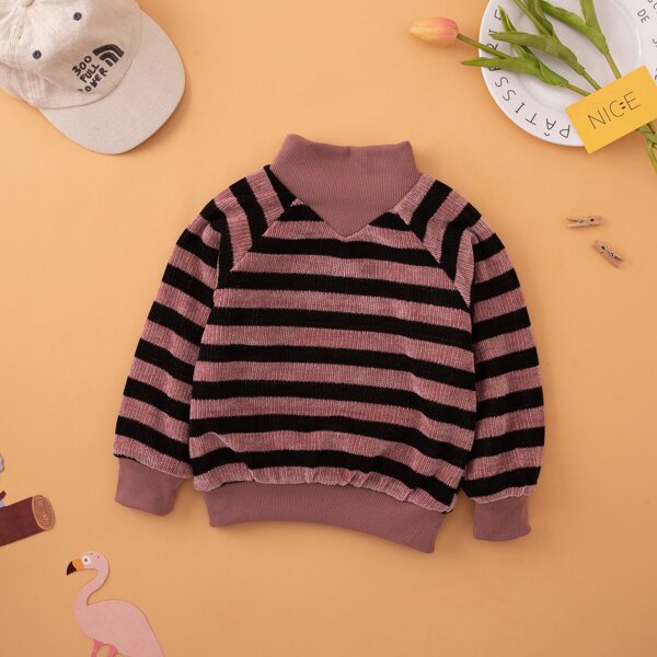

Toddler Girls Striped Funnel Neck Sweatshirt, Multicolor