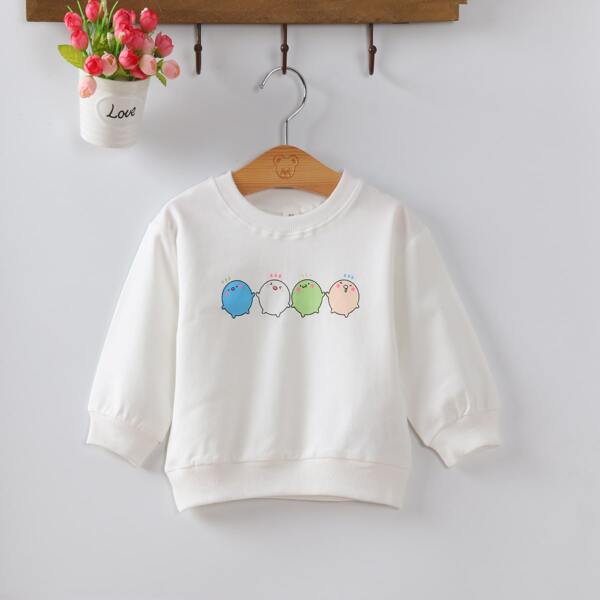 

Toddler Girls Cartoon Graphic Sweatshirt, White
