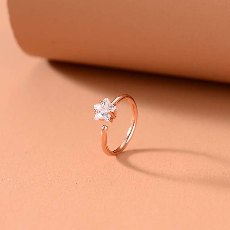 

Rhinestone Star Decor Nose Ring, Rose gold