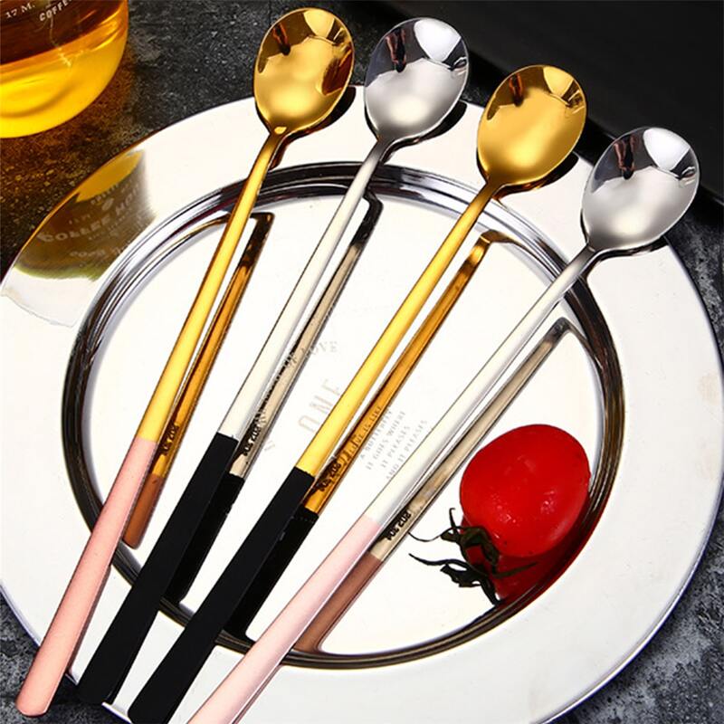 

2pcs Stainless Steel Spoon, Multicolor