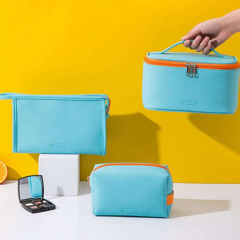 

3pcs Plain Cosmetic Storage Bag Set, Blue