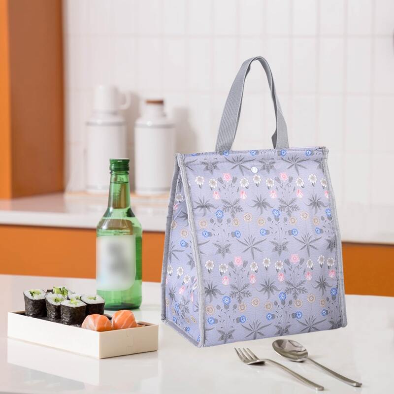 

Flower Print Insulation Lunch Bag, Purple