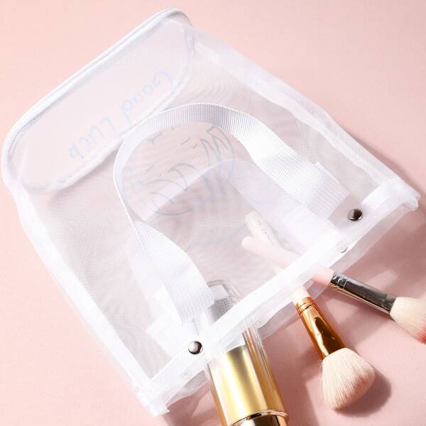 

Cartoon Mesh Storage Bag, White
