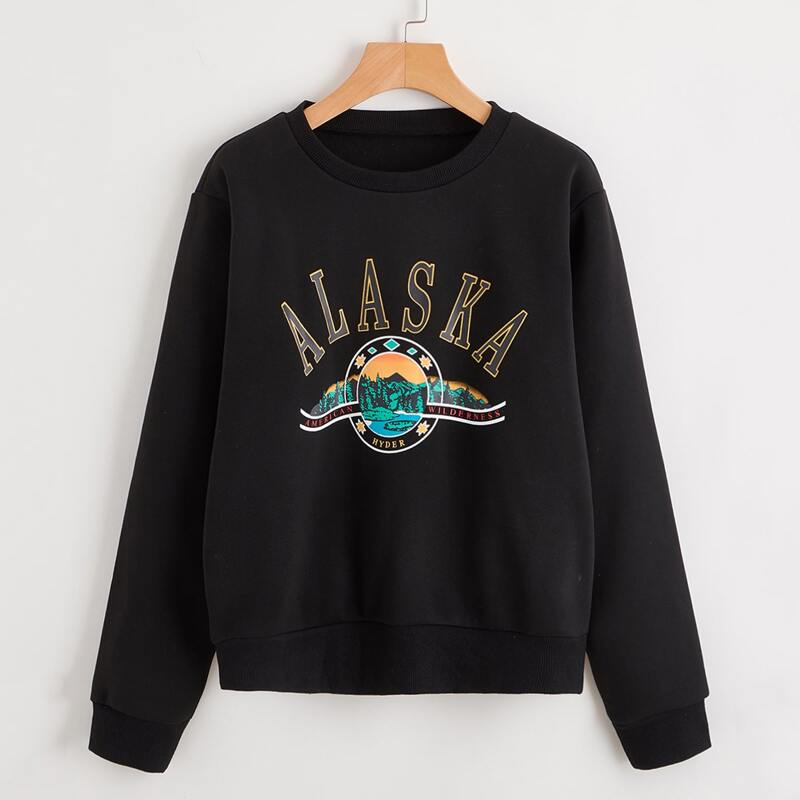 

Letter Graphic Sweatshirt, Black