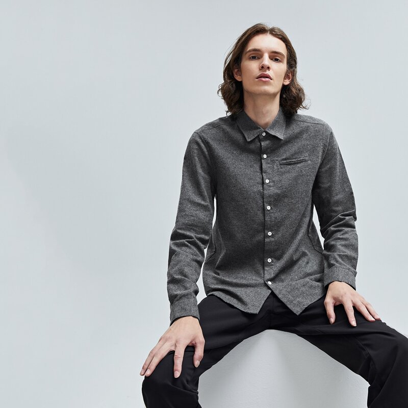 

Guys Button Up Solid Shirt, Dark grey