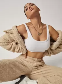 SHEIN SXY Solid Cropped Tank Top - White - View 1