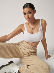 SHEIN SXY Solid Cropped Tank Top - White - View 5