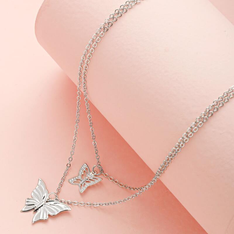 

Butterfly Charm Necklace, Silver