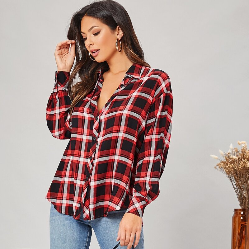 

Plaid Button Front Shirt, Multicolor