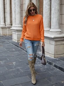 SHEIN Essnce Ribbed Purl Knit Sweater