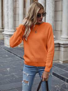 SHEIN Essnce Ribbed Purl Knit Sweater
