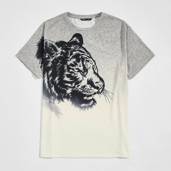 

Men Tiger Print Ombre Tee, Multicolor